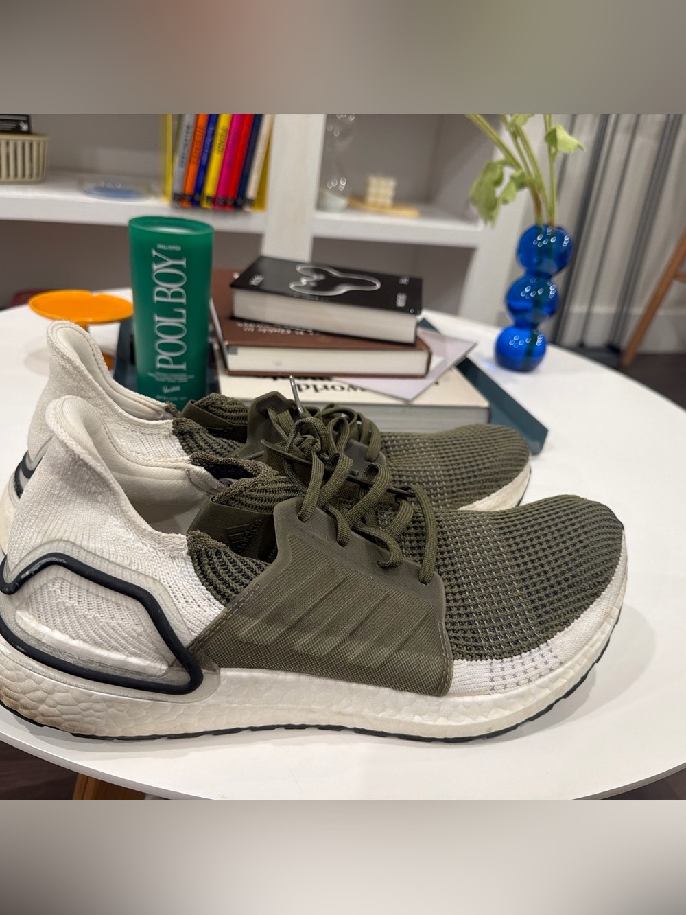 Men's Olive Green Knit Running Shoes - adidasultraboost